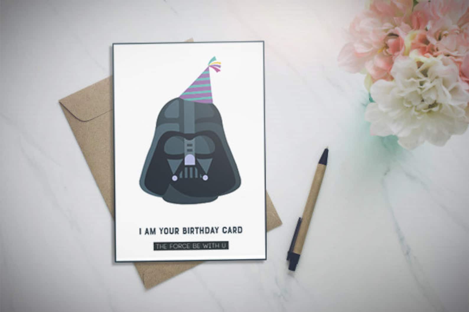 Star Wars Birthday Card Star Wars Darth Vader Birthday Party | Etsy