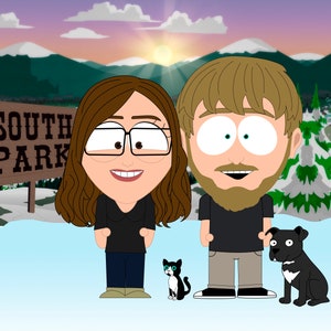 South Park Portrait, fathers day cartoon portrait, family portrait, couple portraits, couple portrait gift, gift boy friend, christmas gift