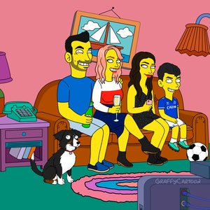 SALE Simpsons Portrait, chistmas gift, turn me yellow, custom Family cartoon, Custom Portrait, couple portrait, Simpsons Style, gif for him