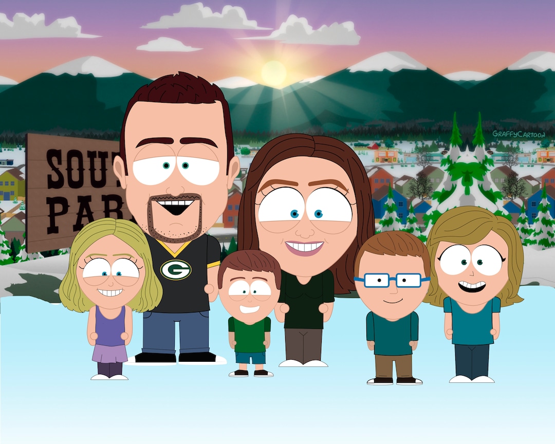 SALE South Park Portrait, Father Gift, Wedding Gifts for Couple, Custom