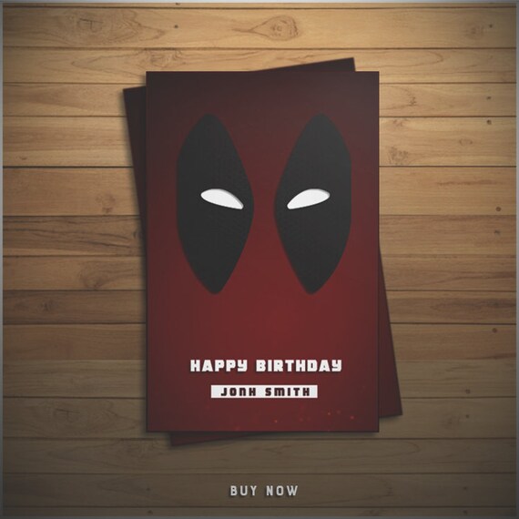 Deadpool Urodziny Karta Karta Marvel Deadpool Birthday Party Etsy