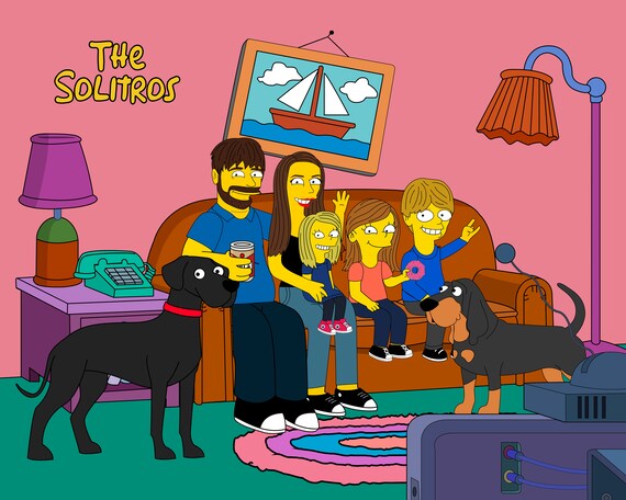 Simpsons Custom Portrait Simpsons Family Turnmeyellow Etsy