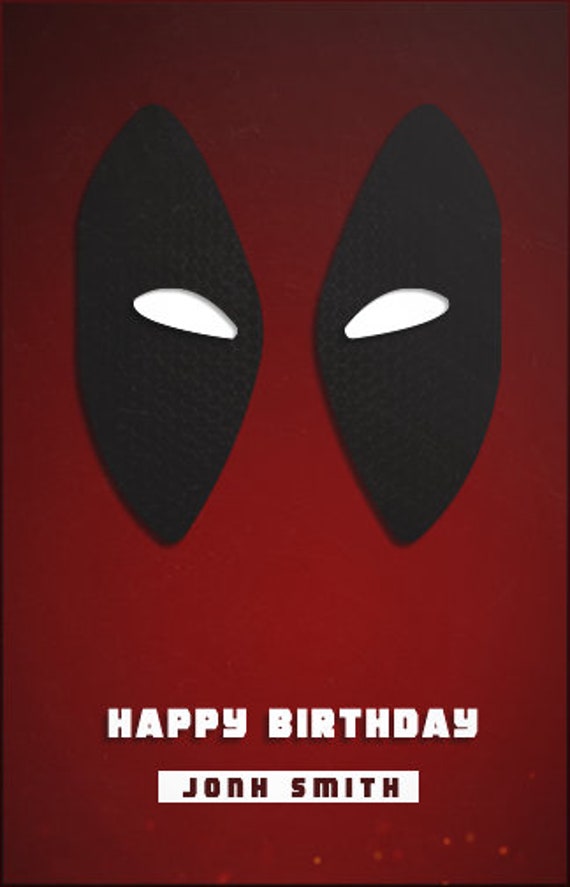 Deadpool Birthday Card Marvel Deadpool Birthday Party Card Etsy