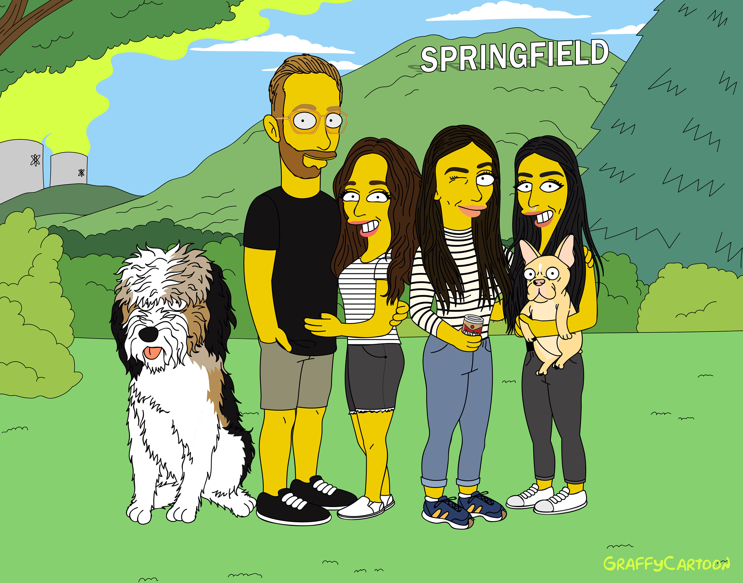 Simpsons Portrait, turn me yellow,Family Portrait, Custom Simpsons  Portrait, Fathers gift, Simpsons Style, Family cartoon, couple portrait -   Italia