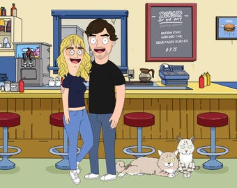 Bobs Burgers portrait, bob burg portrait, valentines day, Personalized Bobs Burgers , Great birthday, father day gifts, custom couple