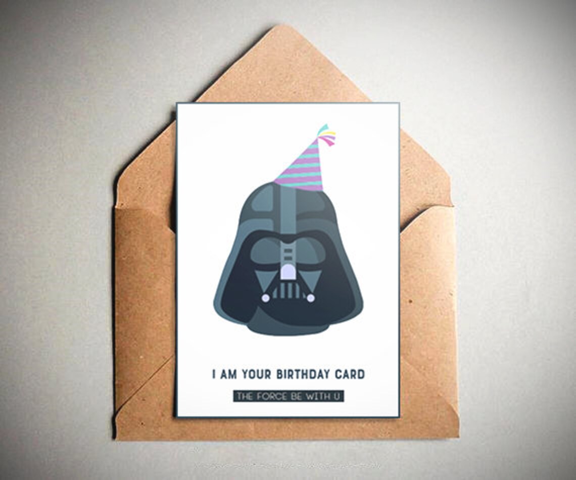 Star Wars Birthday Card Star Wars Darth Vader Birthday Party | Etsy