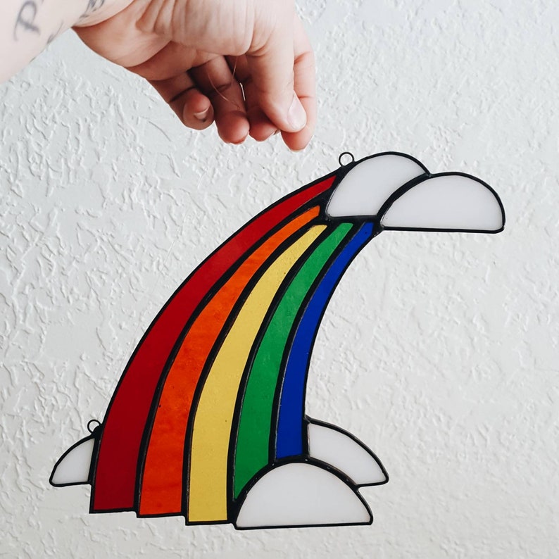 rainbow pride suncatcher rainbow art bohemian decor rainbow decor pride art Hand made stained glass rainbow boho hippie
