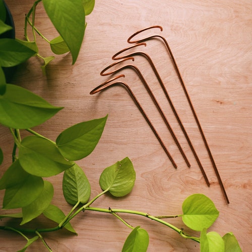 Set of mini plant stakes, minimalist plant support, recycled copper plant stake