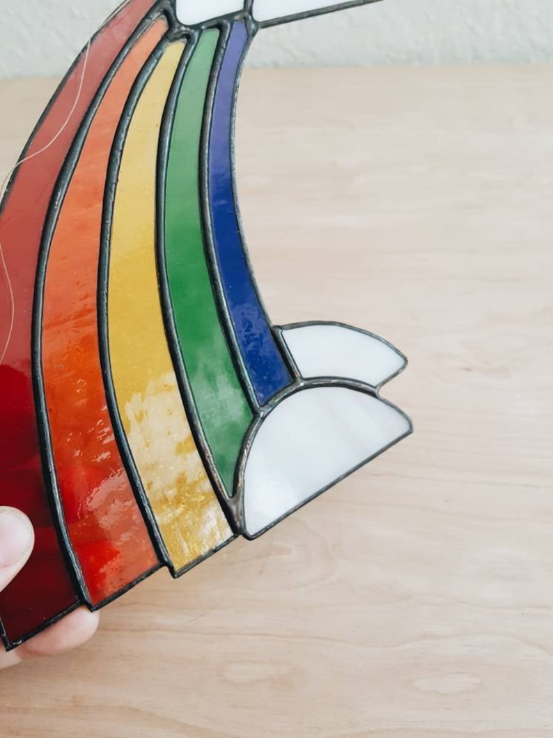 rainbow pride suncatcher rainbow art bohemian decor rainbow decor pride art Hand made stained glass rainbow boho hippie