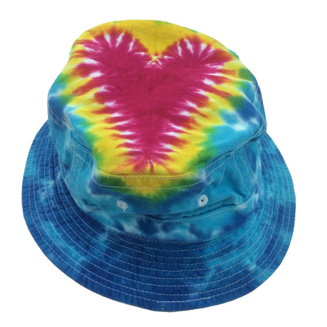 Tie Dye Bucket Hat Heart , Tie Dye Hat, Unisex, Festival Hat Etsy