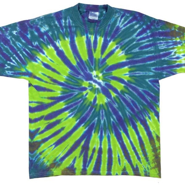 Preshrunk Cotton Spiral Tie-Dye T-Shirt Moab Green and Tan