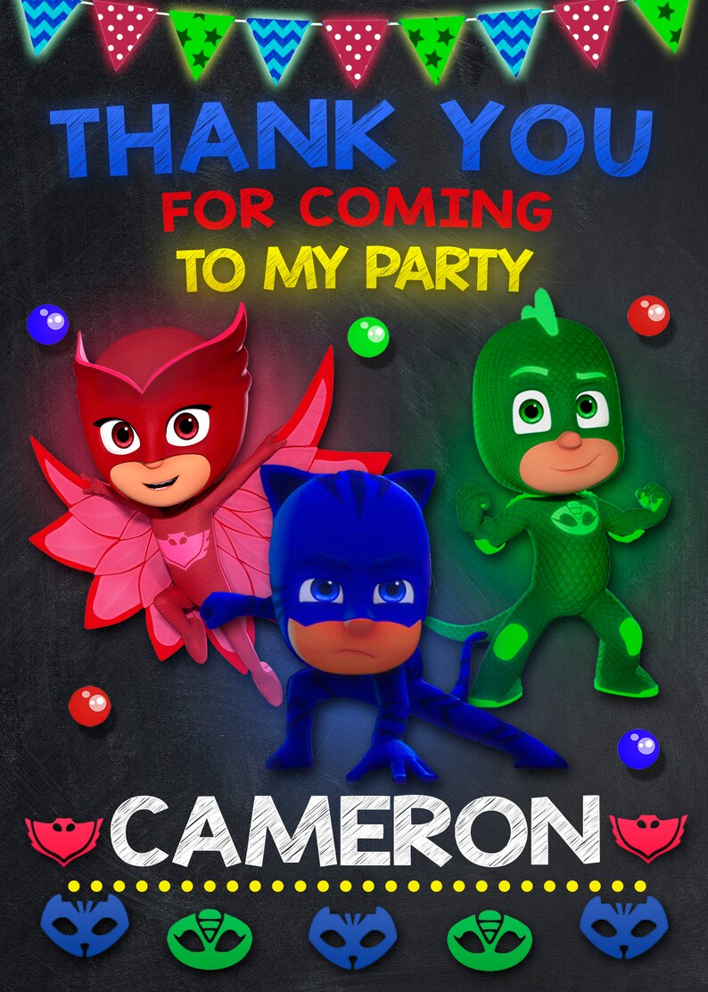 Pj Masks Thank You Card Pj Masks Thank You Card Digital Pj | Etsy