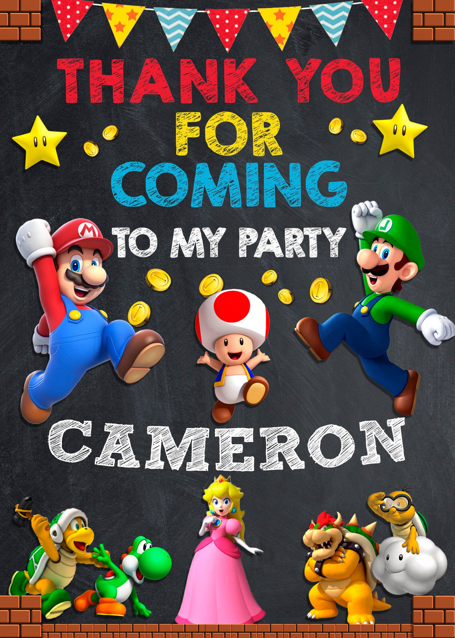 Super Mario thank you card Super Mario you card digital Etsy