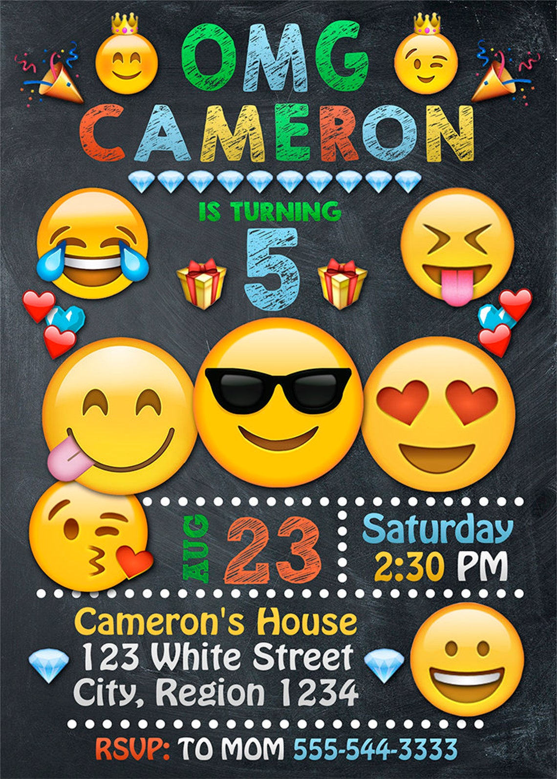 EmojiEinladung EmojiParty Emoji Geburtstag Iinvitation Etsy