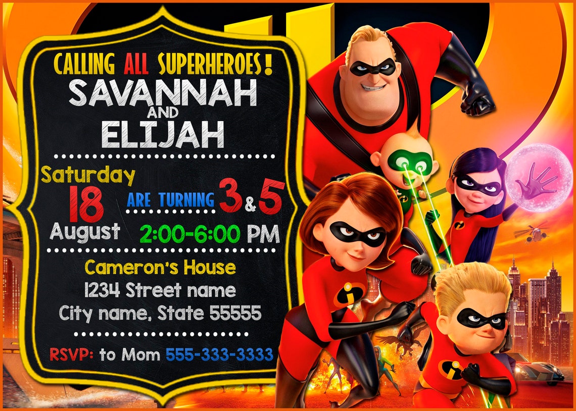 Incredibles Invitation Incredibles 2 Birthday Invitation The | Etsy