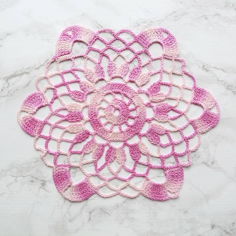 Purple crocheted lace doily image 3