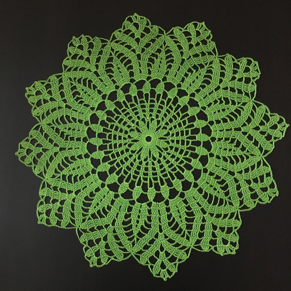Green crochet doily large green doily green lace doily Etsy
