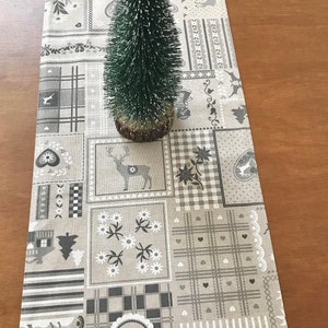 Christmas table runner, Scandi festive table runner, grey holiday decor, (12x71 inch)