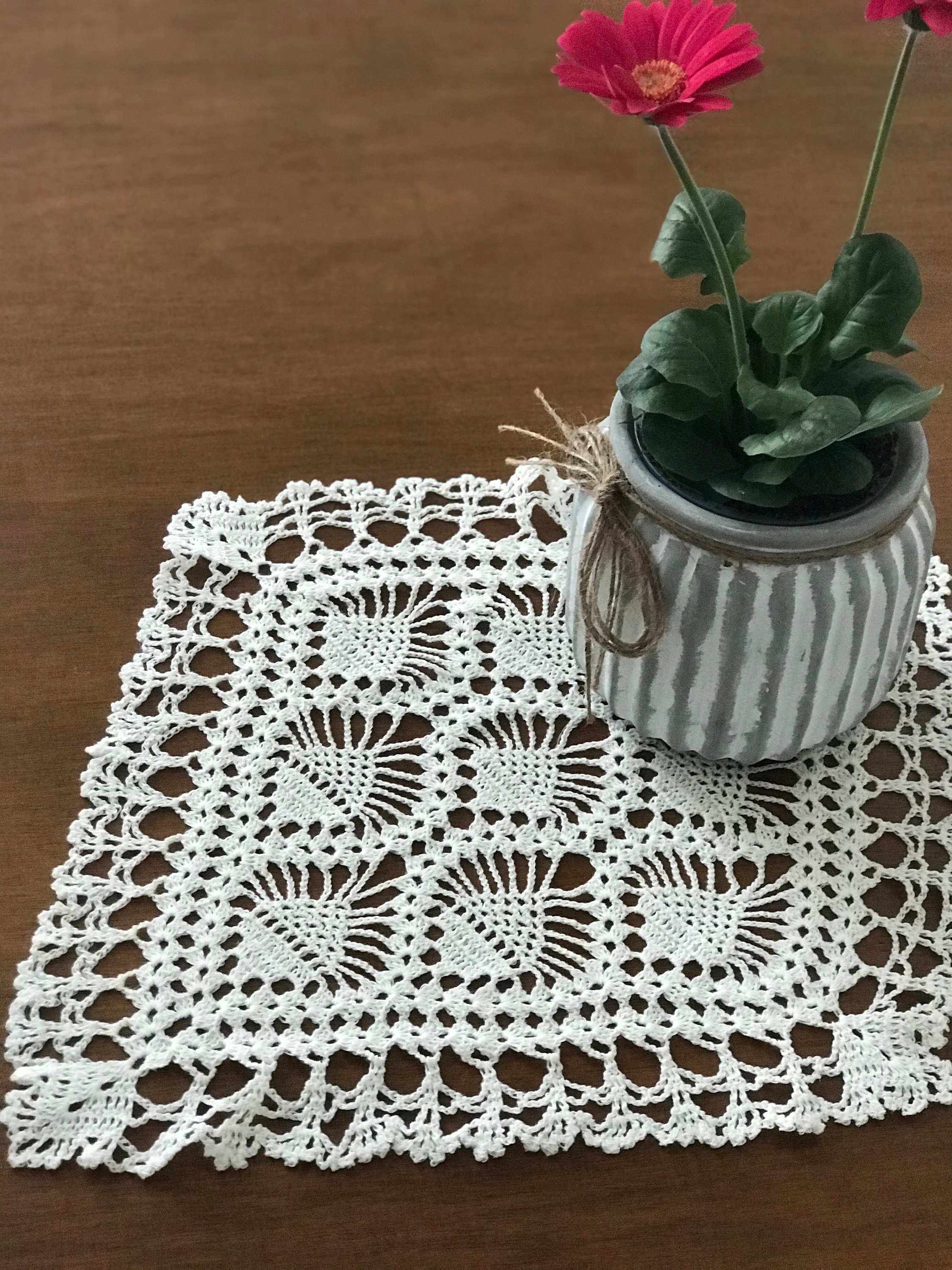 Linen Crochet Lace Doily for Furniture Hand Crocheted Etsy
