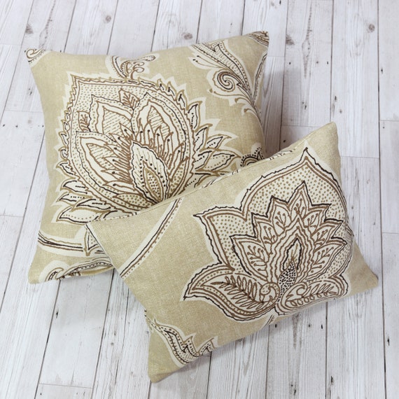 Vintage Cotton Taupe Cream Floral /& Butterfly Lace Design Cushion Cover 12x12”