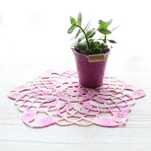 Purple crocheted lace doily image 2