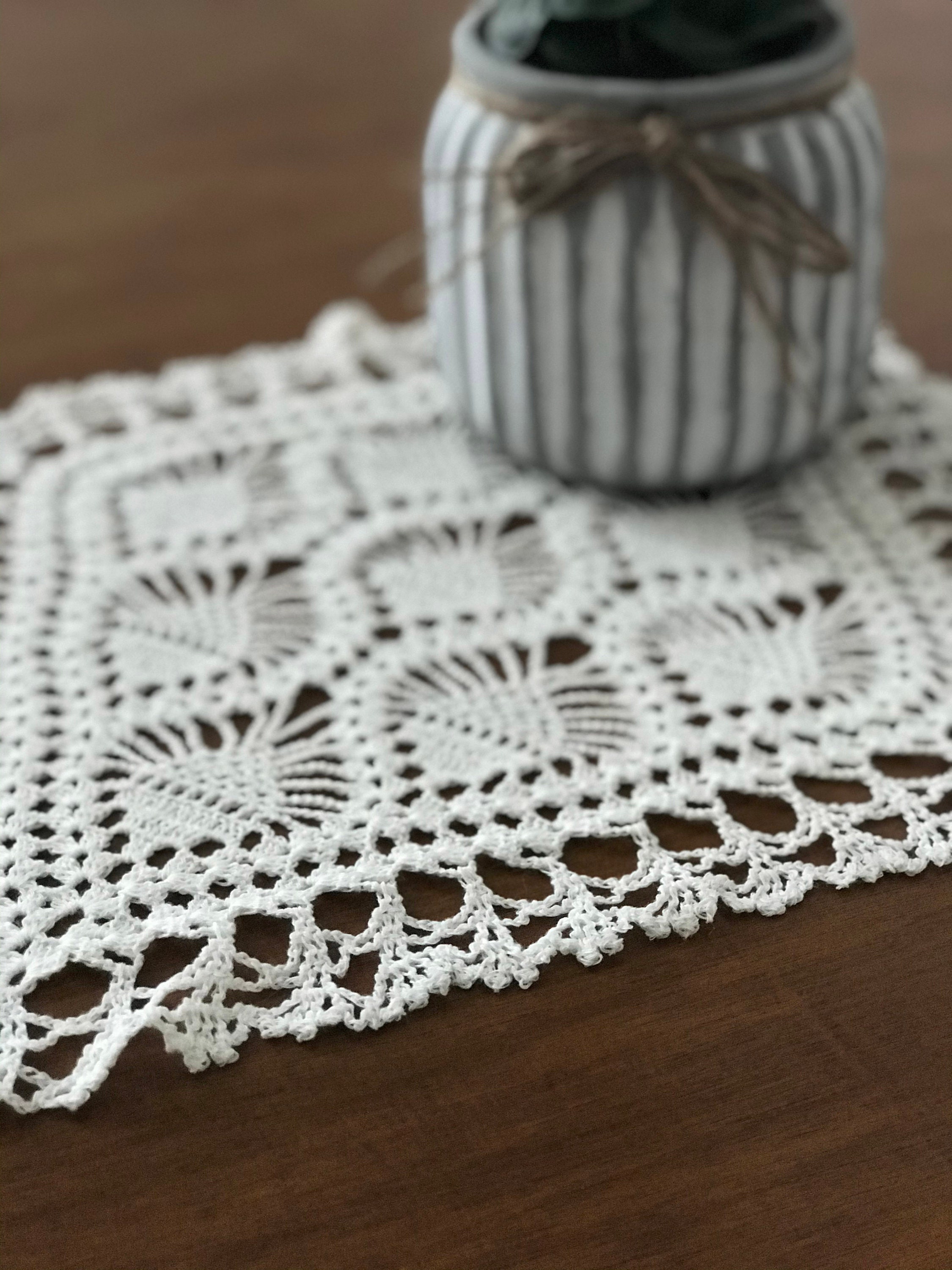 Linen Crochet Lace Doily for Furniture Hand Crocheted Etsy