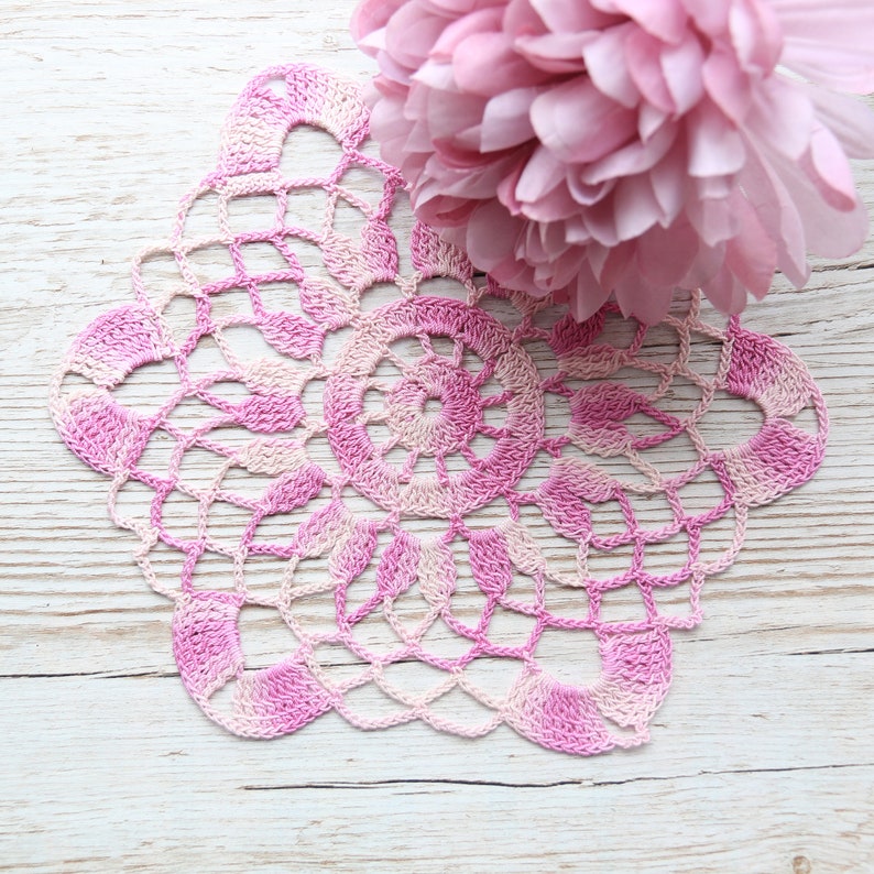 Purple crocheted lace doily image 1