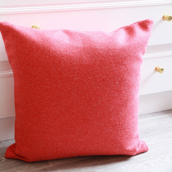 Coral Red Pillow Cover Throw Pillow Cover 18 X 18 Inch 16 X Etsy