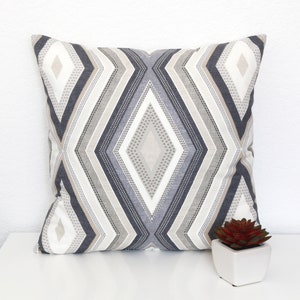 Geometric cushion cover, grey pillow case, pillow cover, 18 inch, 10 inch image 1