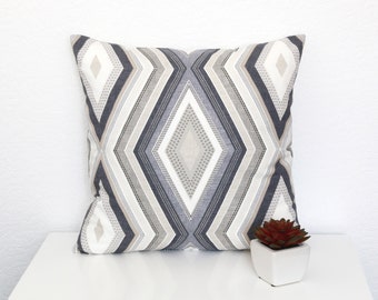 Geometric cushion cover, grey pillow case, pillow cover, 18 inch, 10 inch