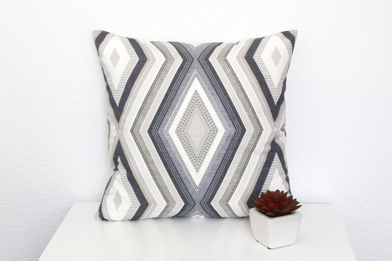 Geometric cushion cover, grey pillow case, pillow cover, 18 inch, 10 inch image 1