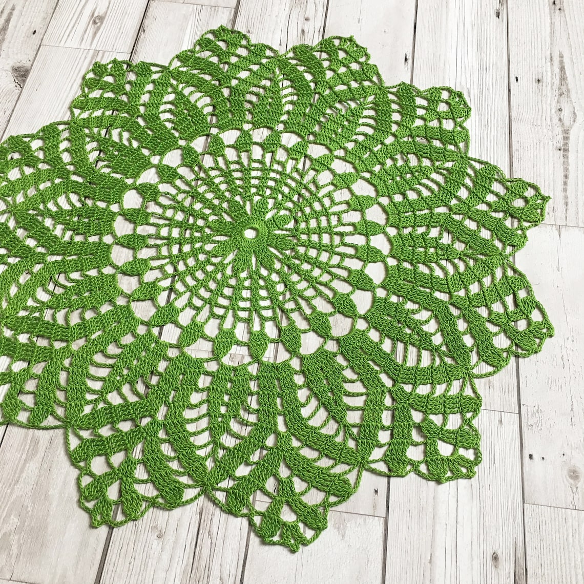 Green crochet doily large green doily green lace doily Etsy