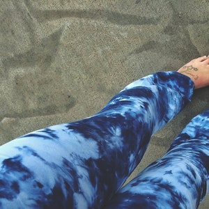 Indigo Tie Dye Yoga Pants: Boho Cotton Blend