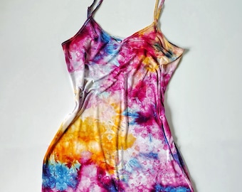 Vestido lencero teñido a mano / Vestido bohemio para festivales / Vestido hippie de verano reciclado