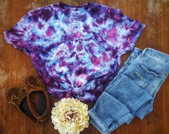 Tie Dye Shirt | Women's Hippie Clothes | Purple Tie Dye T-shirt | Aesthetic Clothing