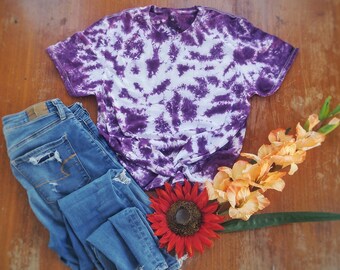 Tie Dye Shirt | Women's Hippie Clothes | Purple Tie Dye T-shirt | Summer Vacation