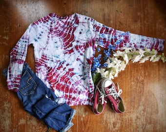 Handmade Ice-Dyed Long Sleeve Top | Watercolor Cotton Tee