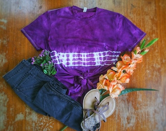 Womens Purple Tie Dye Shirt | Bohemian Ice Dyed Tee