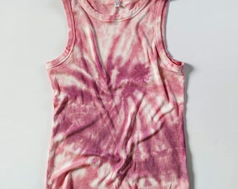 Ribbed Tie Dye Tank | Soft Stretch Rayon Spandex Top | High Neck Racerback | Everyday Summer Tank