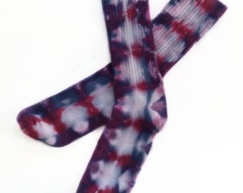 Tie Dye Bamboo Crew Socks: Soft Pink, Purple & Blue