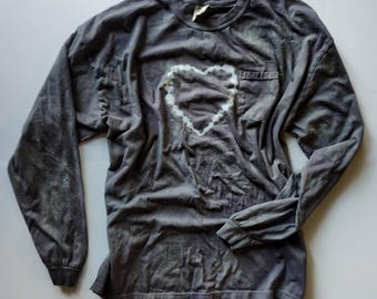 Black Heart Tie Dye Long Sleeve Shirt | Vintage Grunge,Hippie clothing