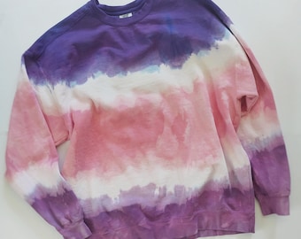 Ombre Tie Dye Crew Neck Sweater, hand dyed Comfort Colors Cottoh hoodie