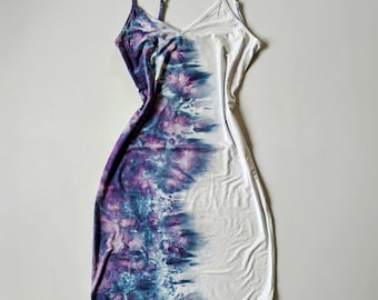 Vestido lencero de rayón teñido anudado / Vestido bohemio hippie / Ropa de festival teñida a mano