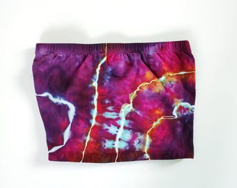 Top palabra de honor con estampado tie-dye "Atardecer" – Teñido a mano en rosa pastel y naranja – Hecho a medida Tallas S–3XL