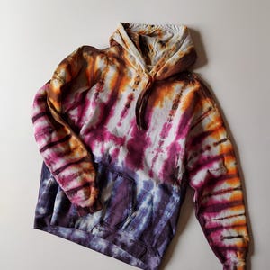 Hand Dyed Tie Dye Hoodie | Sunset and Ocean Waves | Unisex Cozy Pullover
