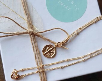 Dainty Cactus Charm Necklace, Gold or Silver Plated, Botanical Gift