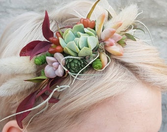 Half length Living Succulent Headband -flowercrown -plantable gift -real plant jewellery -bridesmaid gift -plant lover -birthday -handmade