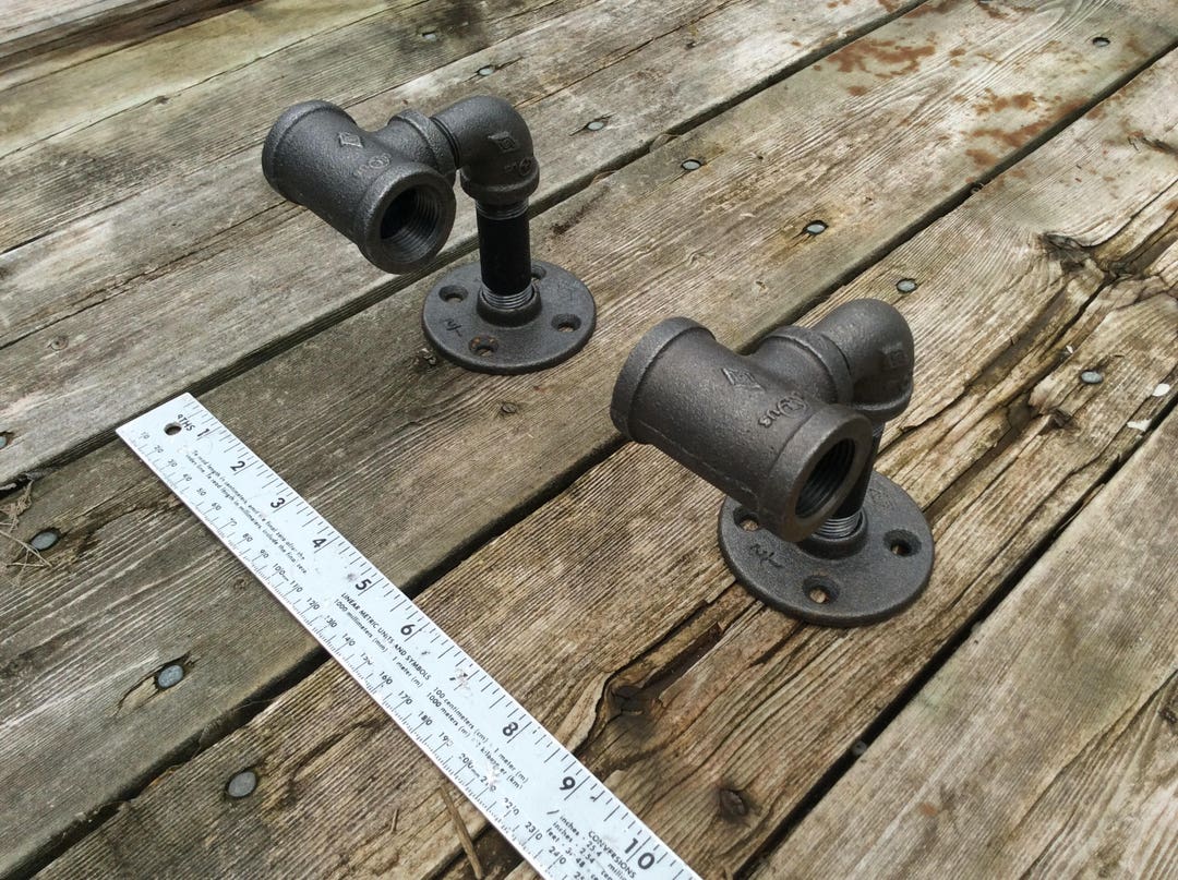 FREE SHIPPING Curtain Rod Holders Iron Pipe Brackets Towel Etsy