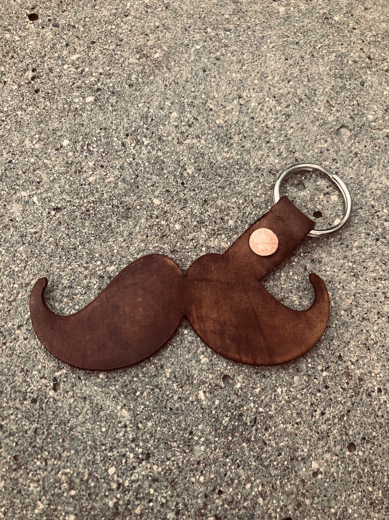 leather moustache bookmark and keychain Father\u2019s Day mini set