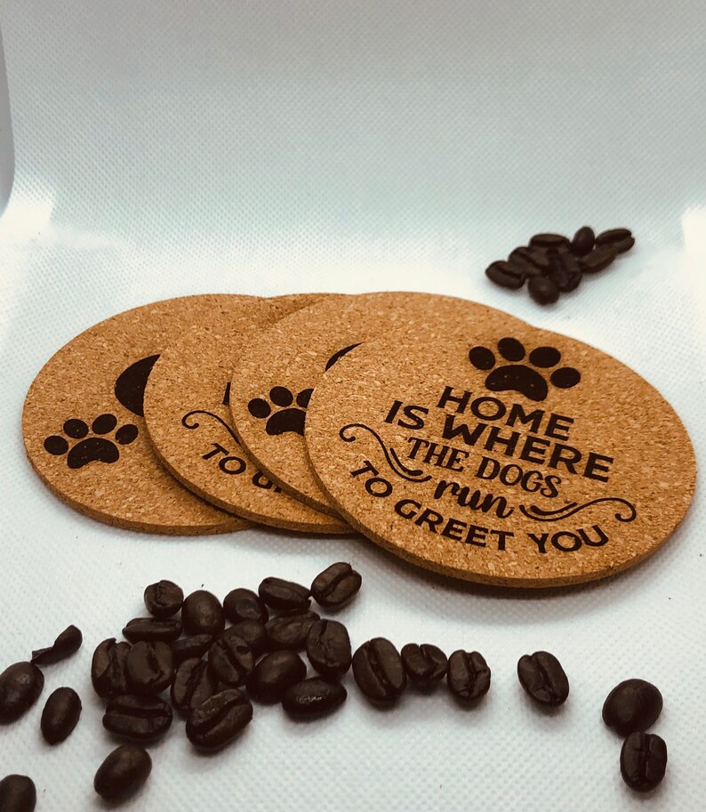 Laser Engraved Cork Coasters Home is where... Etsy